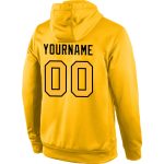 Custom Team Name Number Sports Hoodie Gold-Black Stitched Pullover Sweatshirt Personalized Stitched Gold Gold-Black Sports