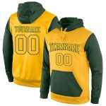 Personalized Custom Team Hoodie with Name and Number, Gold-Green Stitched Sports Pullover Sweatshirt Personalized Stitched