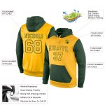 Personalized Custom Team Hoodie with Name and Number, Gold-Green Stitched Sports Pullover Sweatshirt Personalized Stitched