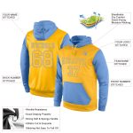 Custom Name Number Sports Hoodie Personalized Stitched Gold Light Blue Pullover Sweatshirt - Team Apparel Personalized Stitched