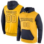 Personalized Gold Navy Sports Hoodie Custom Name Number Stitched Pullover Sweatshirt Personalized Stitched Gold Gold-Navy
