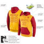 Custom Gold-Red Sports Pullover Hoodie with Name and Number - Personalized Stitched Sweatshirt Personalized Stitched Gold