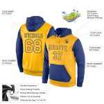 Custom Name and Number Stitched Gold-Royal Sports Hoodie Pullover Sweatshirt - Personalized Team Apparel Personalized Stitched