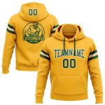 Custom Gold Green-White Football Hoodie with Personalized Name & Number | Stitched Pullover Sweatshirt for Teams Personalized