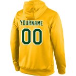Custom Team Hoodie with Name and Number - Personalized Gold Green-White Stitched Sports Pullover Sweatshirt Personalized