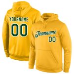 Custom Team Hoodie with Name and Number - Personalized Gold Green-White Stitched Sports Pullover Sweatshirt Personalized