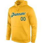 Custom Team Hoodie with Name and Number - Personalized Gold Green-White Stitched Sports Pullover Sweatshirt Personalized