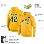 Custom Team Hoodie with Name and Number - Personalized Gold Green-White Stitched Sports Pullover Sweatshirt Personalized