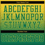Custom Name and Number Stitched Sports Hoodie in Kelly Green Fade - Personalized Gold Pullover Sweatshirt Personalized Stitched
