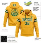 Custom Name and Number Gold Kelly Green White Football Hoodie Sweatshirt - Personalized Stitched Team Apparel Personalized