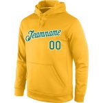 Custom Name Number Sports Hoodie Personalized Gold Kelly Green White Pullover Sweatshirt Personalized Stitched Gold Kelly