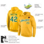 Custom Name Number Sports Hoodie Personalized Gold Kelly Green White Pullover Sweatshirt Personalized Stitched Gold Kelly