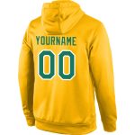 Custom Name Number Sports Hoodie Personalized Gold Kelly Green White Pullover Sweatshirt Personalized Stitched Gold Kelly