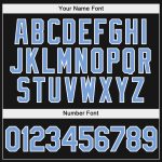Custom Name and Number Personalized Gold Split Pullover Hoodie Sweatshirt for Team, Light Blue and Black Fashion Sportswear