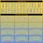 Custom Stitched Sports Hoodie with Name & Number - Gold Light Blue Fade Pullover Sweatshirt Personalized Stitched Gold Light