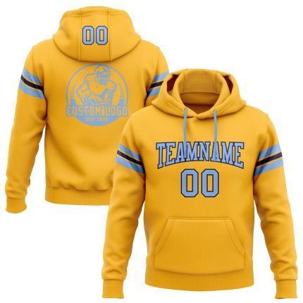 Custom Name and Number Football Hoodie - Personalized Light Blue Navy Stitched Pullover Sweatshirt Personalized Stitched