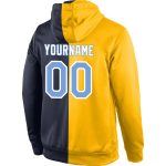 Custom Name Number Sports Hoodie Personalized Stitched Gold Light Blue Navy Split Pullover Sweatshirt Personalized Stitched