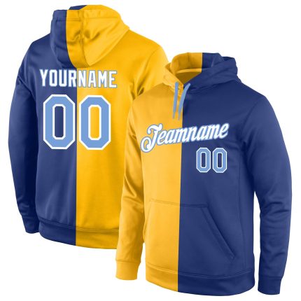 Custom Name Number Hoodie for Team - Personalized Light Blue Royal Stitched Pullover Sports Sweatshirt Personalized Stitched