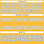 Custom Name and Number Stitched Gold Light Blue-White Football Hoodie Sweatshirt Pullover Personalized Stitched Gold Light