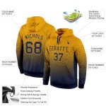 Custom Name and Number Stitched Gold Navy Fade Fashion Sports Hoodie Pullover Sweatshirt Personalized Stitched Gold Navy
