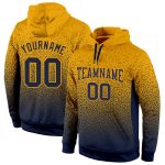 Custom Name and Number Stitched Gold Navy Fade Fashion Sports Hoodie Pullover Sweatshirt Personalized Stitched Gold Navy