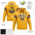 Custom Name Number Personalized Gold Navy White Football Hoodie Pullover Sweatshirt for Team Support Personalized Stitched