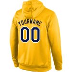 Custom Team Name Number Stitched Sports Hoodie - Personalized Gold Navy-White Pullover Sweatshirt Personalized Stitched Gold