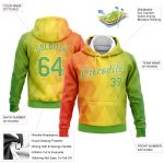 Custom Name and Number 3D Reggae Geometric Pullover Hoodie - Personalized Gold Neon Green Orange-White Sports Sweatshirt