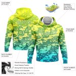 Custom Name & Number Neon Green-White 3D Pattern Sports Hoodie Sweatshirt - Personalized Stitched Abstract Pullover Personalized