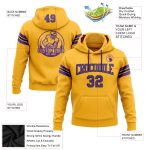 Custom Personalized Hoodie with Stitched Gold Purple-Black Football Design, Team Name & Number Pullover Sweatshirt Personalized