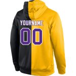 Custom Team Name Number Pullover Hoodie Sweatshirt - Personalized Stitched Gold Purple-Black Fashion Sports Apparel Personalized
