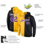 Custom Team Name Number Pullover Hoodie Sweatshirt - Personalized Stitched Gold Purple-Black Fashion Sports Apparel Personalized