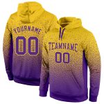 Custom Name Number Stitched Pullover Sweatshirt Hoodie - Personalized Gold Purple Fade Fashion Sports Apparel Personalized