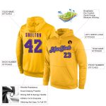 Custom Name Number Sports Hoodie Personalized Stitched Gold Purple Gray Pullover Sweatshirt Personalized Stitched Gold Purple-Gray