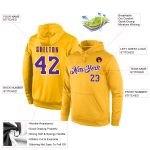 Custom Gold Purple-White Sports Hoodie with Name and Number - Personalized Stitched Pullover Sweatshirt for Team Support