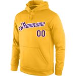 Custom Gold Purple-White Sports Hoodie with Name and Number - Personalized Stitched Pullover Sweatshirt for Team Support