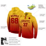 Custom Name Number Hoodie - Personalized Gold Red-Black Fade Sports Pullover Sweatshirt for Team Fashion Personalized Stitched