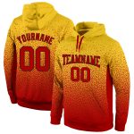 Custom Name Number Hoodie - Personalized Gold Red-Black Fade Sports Pullover Sweatshirt for Team Fashion Personalized Stitched