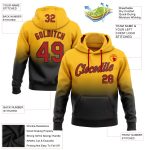 Personalized Gold Red-Black Fade Fashion Hoodie Sweatshirt Pullover for Sports Personalized Stitched Gold Red-Black Fade