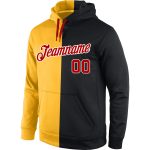 Custom Name Number Personalized Sports Hoodie Red Black Gold Split Pullover Sweatshirt Fashion Team Apparel Personalized