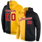 Custom Name Number Personalized Sports Hoodie Red Black Gold Split Pullover Sweatshirt Fashion Team Apparel Personalized