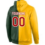 Custom Team Name Number Gold Red-Green Sports Hoodie Pullover Sweatshirt Personalized Stitched Fashion Personalized Stitched