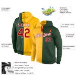 Custom Team Name Number Gold Red-Green Sports Hoodie Pullover Sweatshirt Personalized Stitched Fashion Personalized Stitched