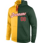 Custom Team Name Number Gold Red-Green Sports Hoodie Pullover Sweatshirt Personalized Stitched Fashion Personalized Stitched