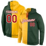 Custom Team Name Number Gold Red-Green Sports Hoodie Pullover Sweatshirt Personalized Stitched Fashion Personalized Stitched