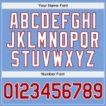 Custom Sports Hoodie with Stitched Name & Number - Gold Red Light Blue Pullover Sweatshirt for Fashion Fans Personalized