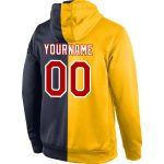 Custom Name Number Sports Hoodie Pullover Sweatshirt Gold Red-Navy Split Fashion Personalized Stitched Gold Red-Navy Split