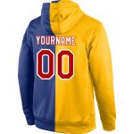 Custom Name Number Sports Hoodie Pullover Sweatshirt Fashion Red Gold Royal Split Design Personalized Stitched Gold Red-Royal