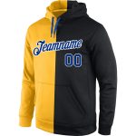 Custom Team Name Number Hoodie Sweatshirt - Personalized Black Gold Stitched Fashion Sports Pullover Personalized Stitched