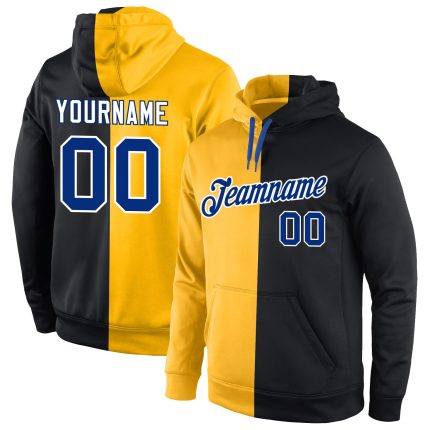 Custom Team Name Number Hoodie Sweatshirt - Personalized Black Gold Stitched Fashion Sports Pullover Personalized Stitched
